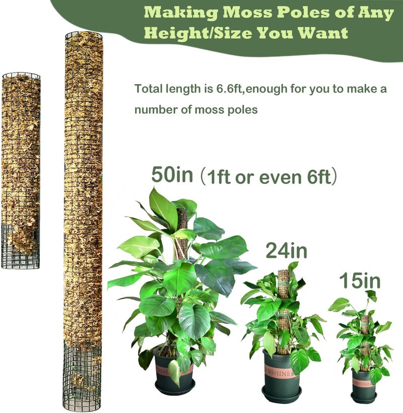 chicarry Moss Pole DIY Kit, 6.6/13.2/26.4ft Metal Moss Pole for Plants Monstera, 2Pcs 8.3in×3.3ft Steel Mesh with Plier, Cable Zip Ties, Sphagnum Moss Pole (6.6ft Wire Mesh with Plier) - Image 3